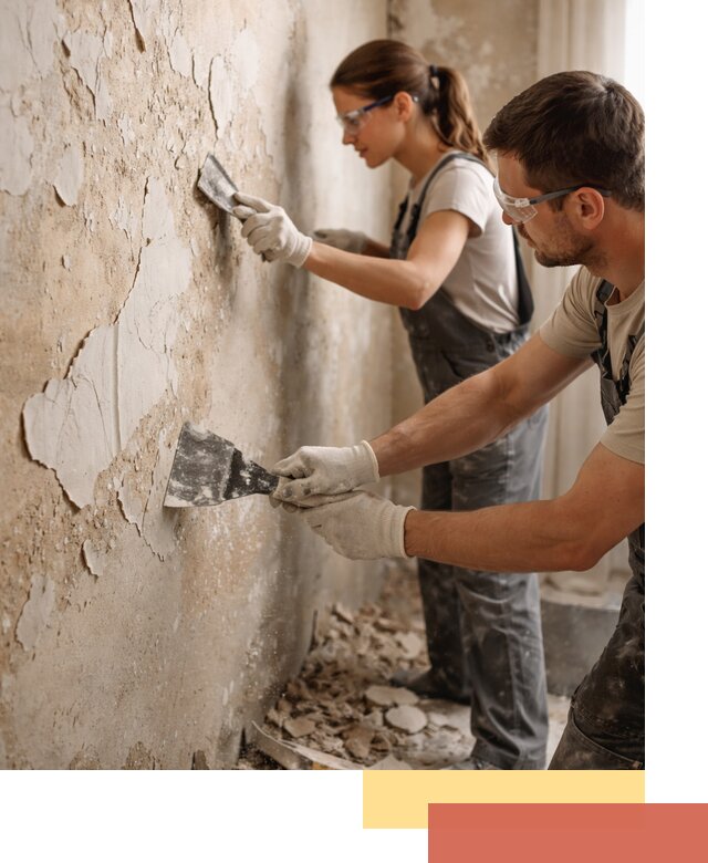Снятие старой шпаклевки и подготовка поверхностей в Комсомольске-на-Амуре