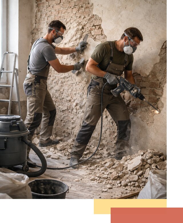 Демонтаж штукатурки со стен в Комсомольске-на-Амуре быстро и аккуратно