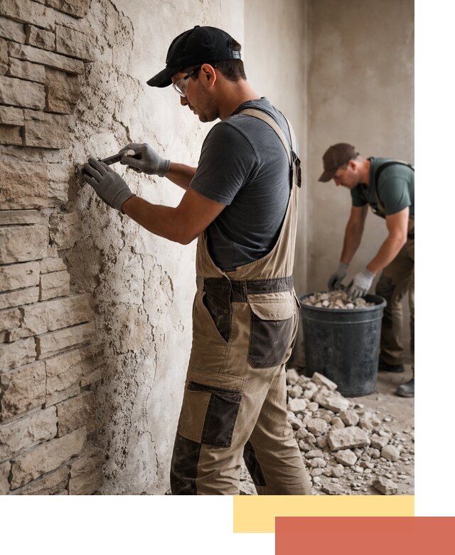 Демонтаж декоративного камня в Комсомольске-на-Амуре профессионально и безопасно