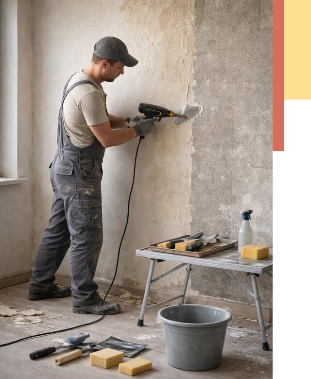 Очистка стен от клея в Комсомольске-на-Амуре от 1888 руб. — снятие и удаление клея со стен | ОТДЕЛОЧНИК-Кмс