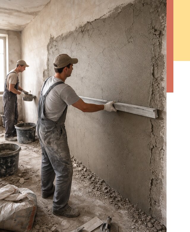 Цементная штукатурка стен в Комсомольске-на-Амуре от 4592 руб/м2 — быстро и недорого | ОТДЕЛОЧНИК-Кмс