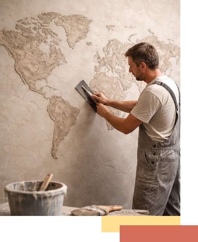 Декоративная штукатурка «Карта мира» под ключ в Комсомольске-на-Амуре