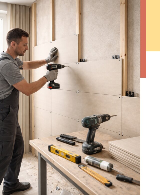 Монтаж МДФ панелей на стены в Комсомольске-на-Амуре от 1276 руб. под ключ | ОТДЕЛОЧНИК-Кмс