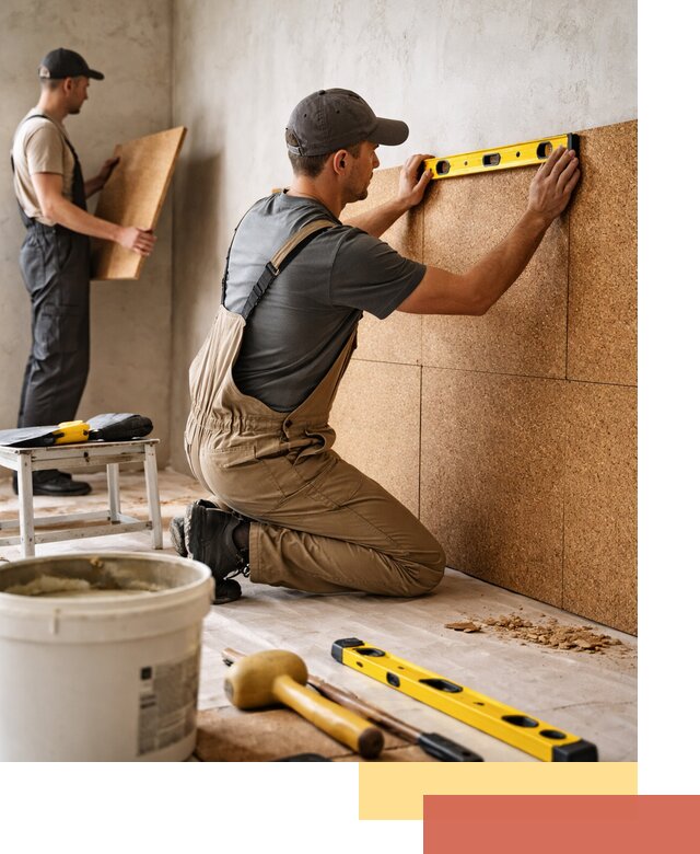 Монтаж пробковых панелей на стены в Комсомольске-на-Амуре быстро и качественно