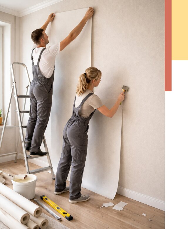 Поклейка флизелиновых обоев в Комсомольске-на-Амуре от 6122 руб. | Быстро и недорого — ОТДЕЛОЧНИК-Кмс