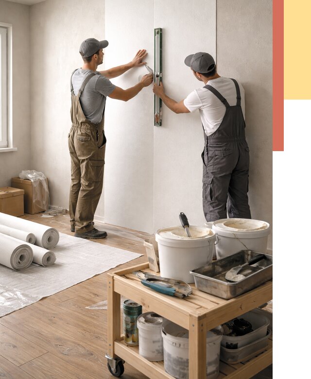 Поклейка стеклообоев в Комсомольске-на-Амуре от 6633 руб. за м2 — быстро и недорого | ОТДЕЛОЧНИК-Кмс