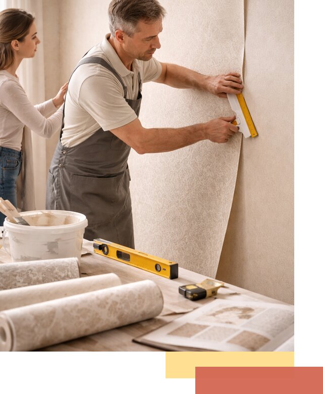 Поклейка обоев с подбором рисунка в Комсомольске-на-Амуре