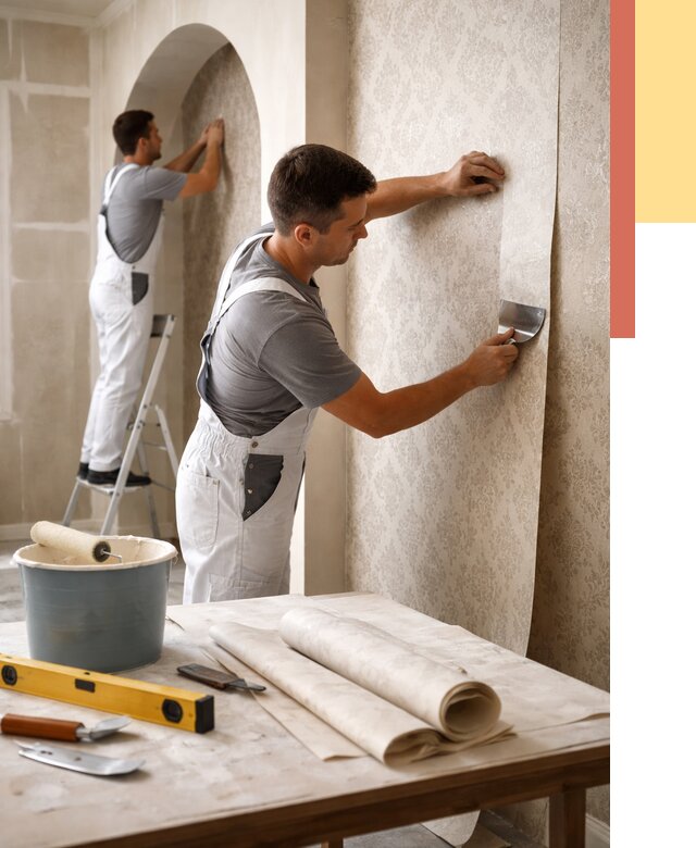 Поклейка обоев на сложные стены в Комсомольске-на-Амуре от 2857 руб. под ключ | ОТДЕЛОЧНИК-Кмс