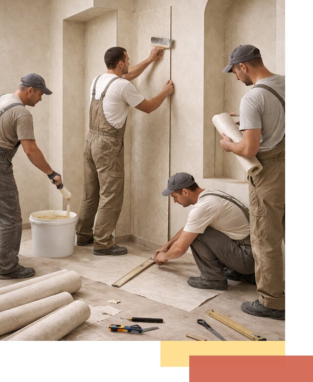 Поклейка обоев на сложные стены и неровные поверхности в Комсомольске-на-Амуре