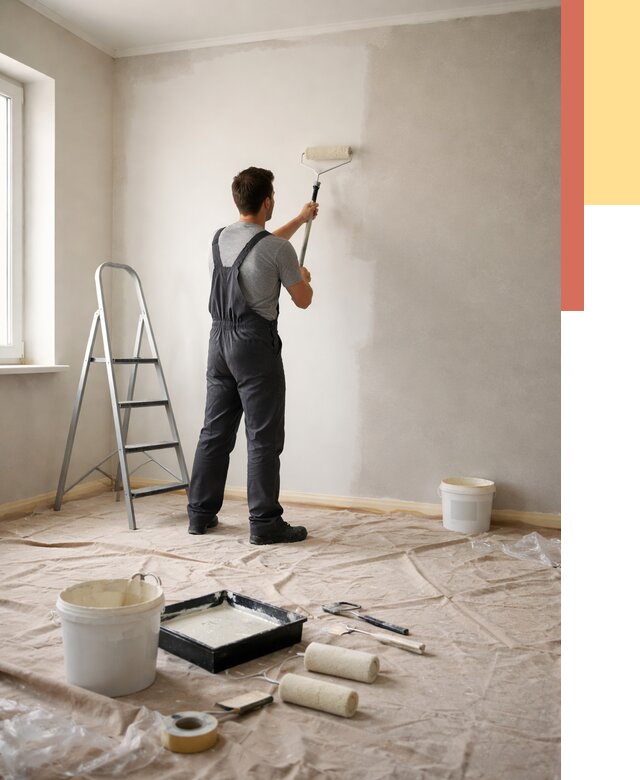 Покраска стен моющейся краской в Комсомольске-на-Амуре от 357 руб./м² — быстро и недорого | ОТДЕЛОЧНИК-Кмс