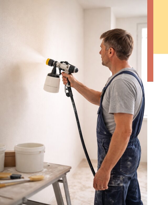 Покраска стен краскопультом в Комсомольске-на-Амуре от 7653 руб. — механизированная покраска | ОТДЕЛОЧНИК-Кмс