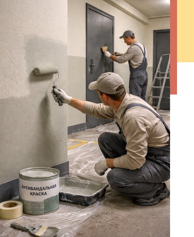 Покраска стен антивандальной краской в Комсомольске-на-Амуре от 4592 руб./м² под ключ | ОТДЕЛОЧНИК-Кмс