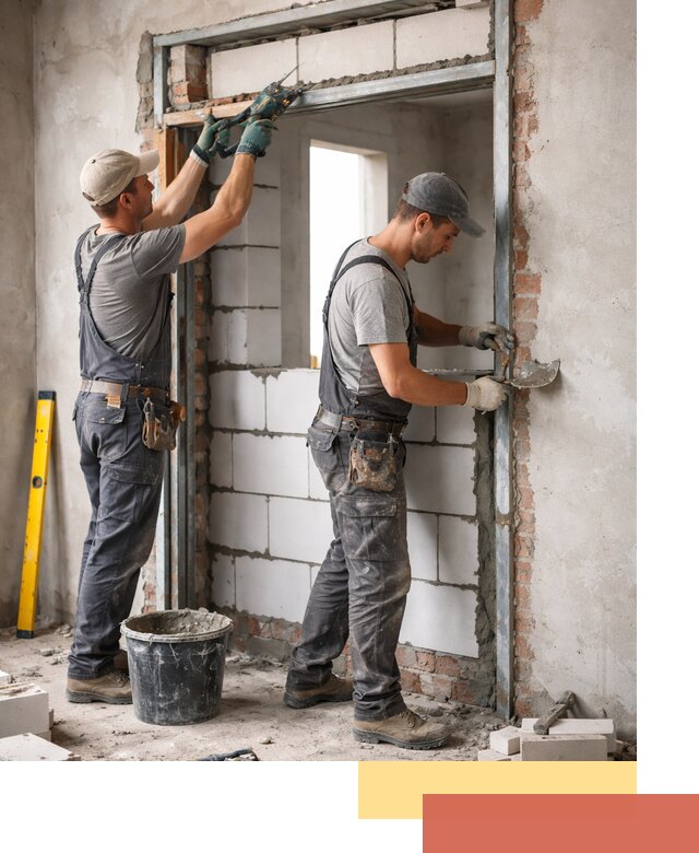 Закладка дверного проема под ключ в Комсомольске-на-Амуре: демонтаж, монтаж, отделка