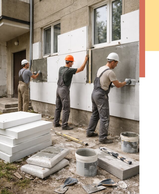 Утепление стен пенопластом в Комсомольске-на-Амуре от 1786 руб. — недорого и под ключ | ОТДЕЛОЧНИК-Кмс