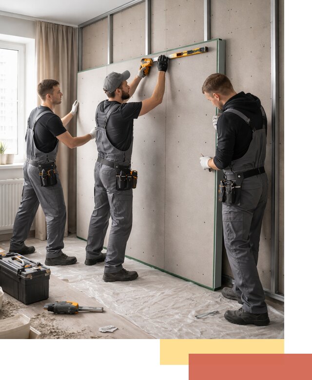 Шумоизоляция стен панелями ЗИПС в Комсомольске-на-Амуре для жилых и коммерческих помещений