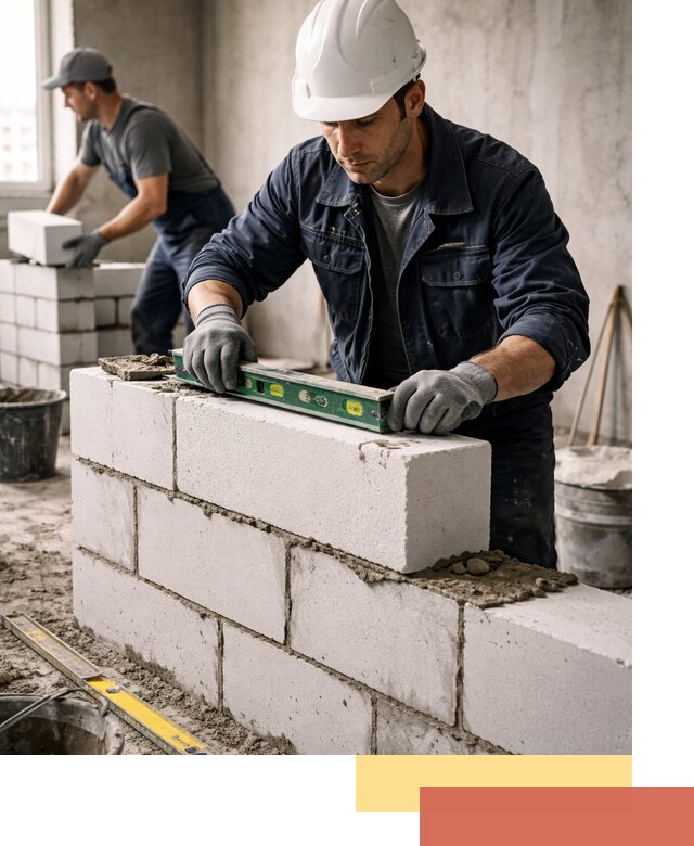 Кладка перегородок из пеноблока под ключ в Комсомольске-на-Амуре