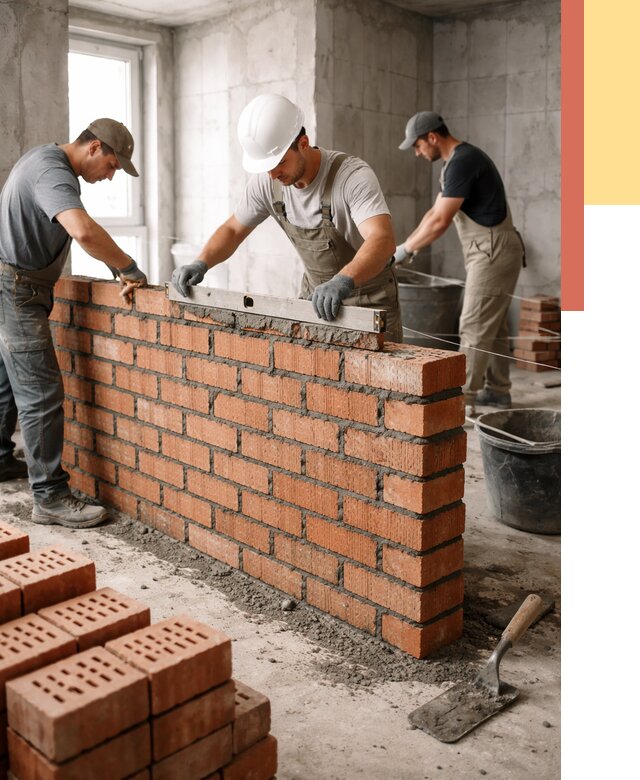 Кладка перегородок из кирпича в Комсомольске-на-Амуре от 3571 руб. за м² | ОТДЕЛОЧНИК-Кмс