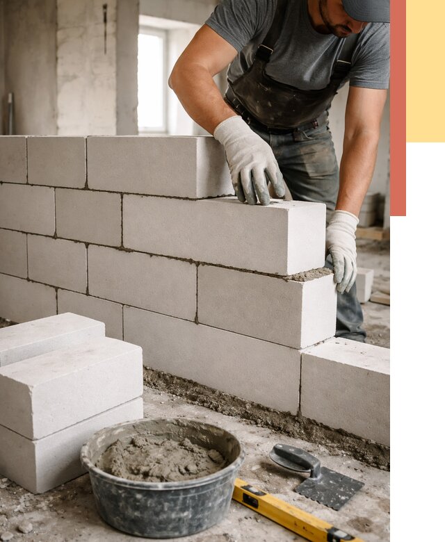 Кладка перегородок из силикатного блока в Комсомольске-на-Амуре от 4082 руб. под ключ | ОТДЕЛОЧНИК-Кмс