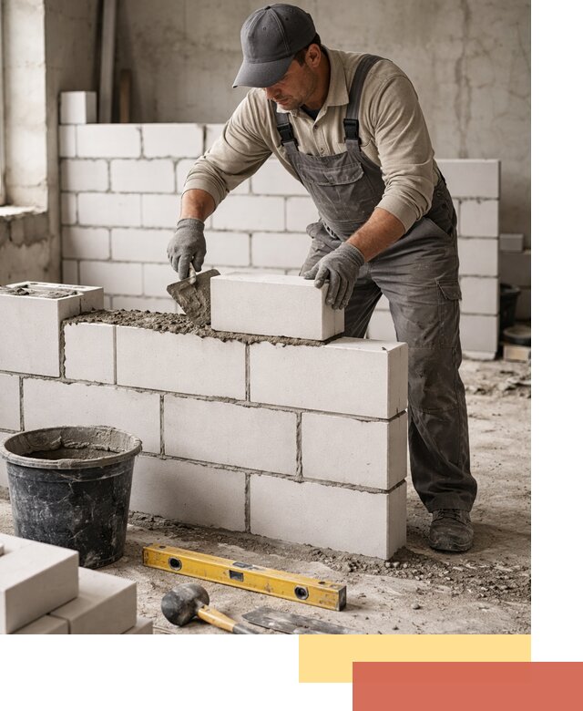 Кладка перегородок из силикатного блока в Комсомольске-на-Амуре