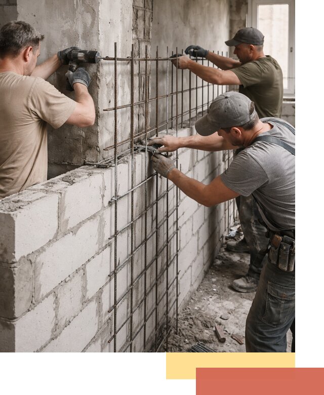 Армирование кладки перегородок в Комсомольске-на-Амуре профессионально и надёжно