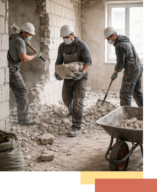 Демонтаж блочных перегородок в Комсомольске-на-Амуре быстро и аккуратно