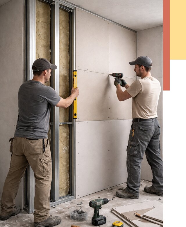 Монтаж двухслойной перегородки из гипсокартона в Комсомольске-на-Амуре от 1480 руб. | ОТДЕЛОЧНИК-Кмс