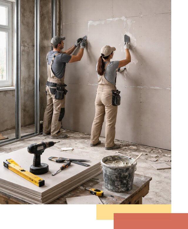 Монтаж двухслойной перегородки из гипсокартона в Комсомольске-на-Амуре