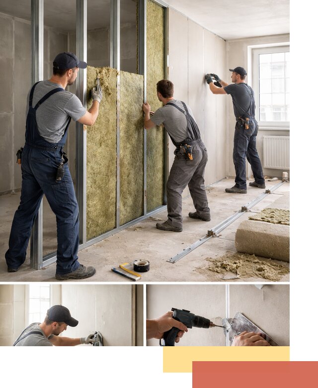 Перегородка из гипсокартона с шумоизоляцией в Комсомольске-на-Амуре — монтаж под ключ