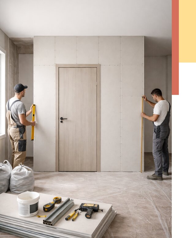 Перегородка из гипсокартона с дверью в Комсомольске-на-Амуре от 4592 руб. под ключ | ОТДЕЛОЧНИК-Кмс