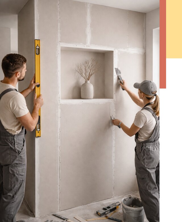 Перегородка из гипсокартона с нишей в Комсомольске-на-Амуре от 3316 руб. под ключ | ОТДЕЛОЧНИК-Кмс