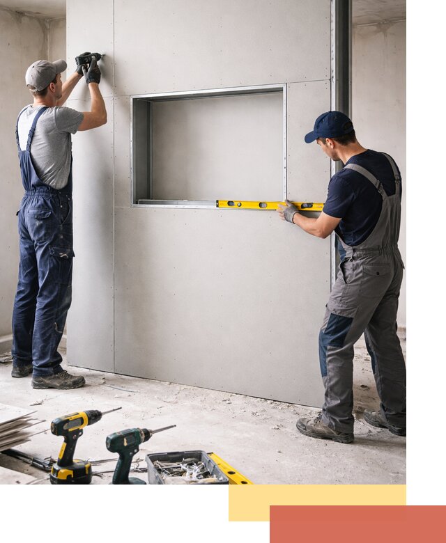 Перегородка из гипсокартона с нишей под декор в Комсомольске-на-Амуре