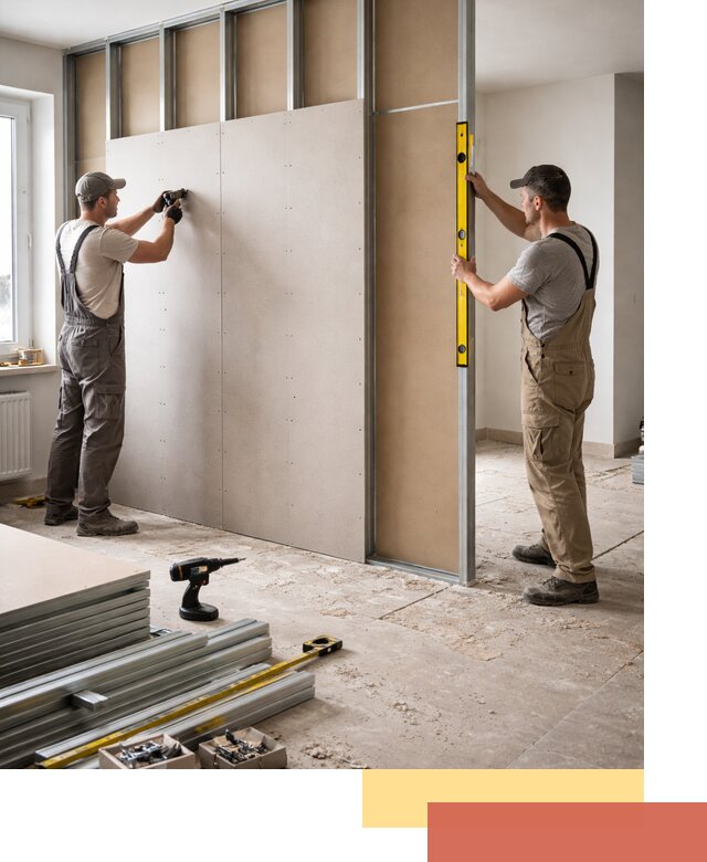 Зонирующая перегородка из гипсокартона под ключ в Комсомольске-на-Амуре