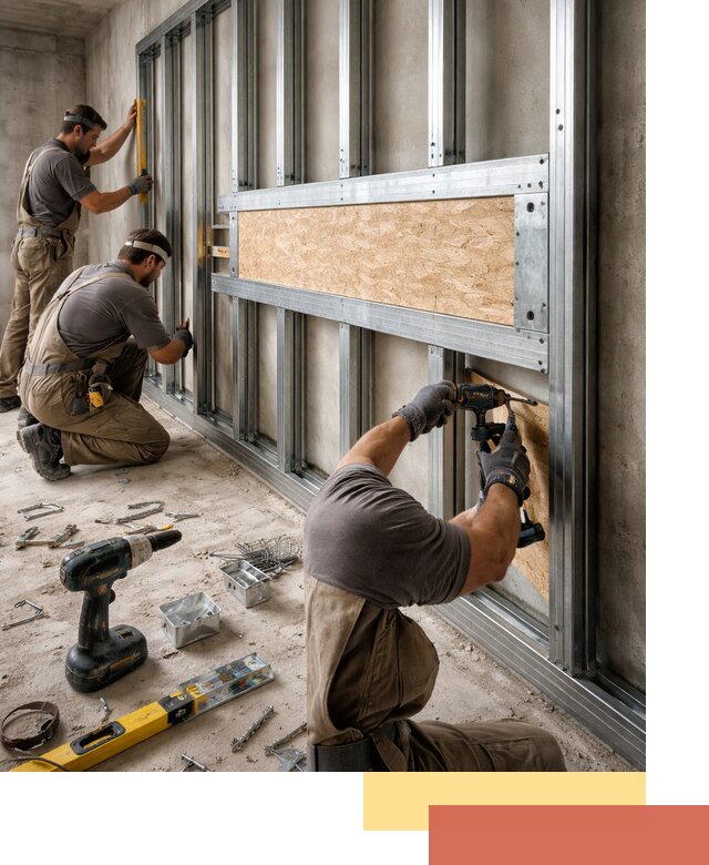 Усиленная перегородка для крепления тяжёлых конструкций в Комсомольске-на-Амуре