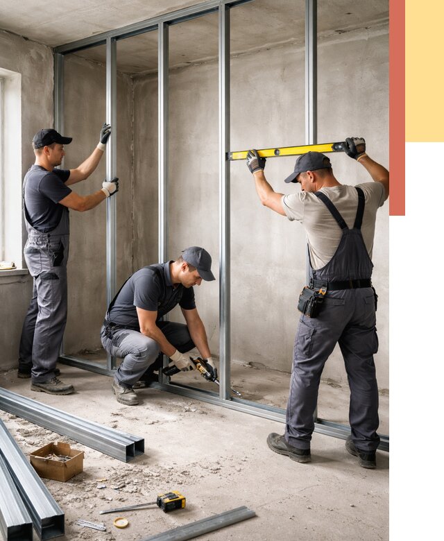 Монтаж каркаса перегородки из профиля в Комсомольске-на-Амуре от 765 руб. | ОТДЕЛОЧНИК-Кмс