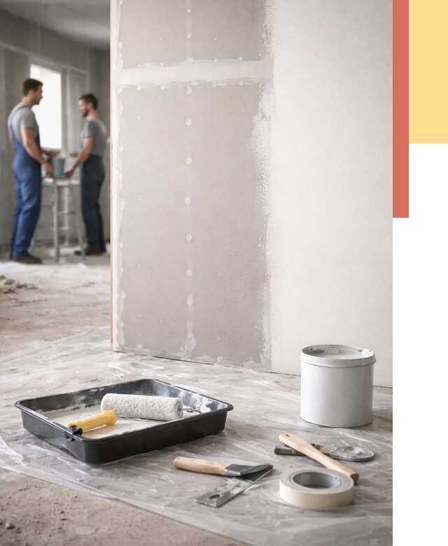 Покраска перегородок из гипсокартона в Комсомольске-на-Амуре от 4592 руб. под ключ | ОТДЕЛОЧНИК-Кмс