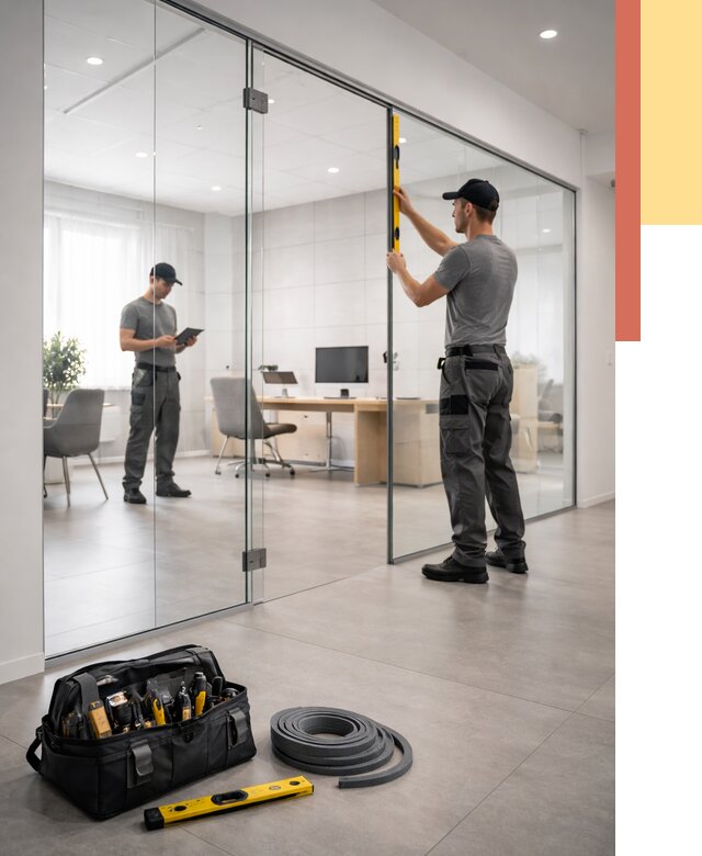 Цельностеклянные перегородки под ключ в Комсомольске-на-Амуре от 9694 руб. — монтаж и цены | ОТДЕЛОЧНИК-Кмс