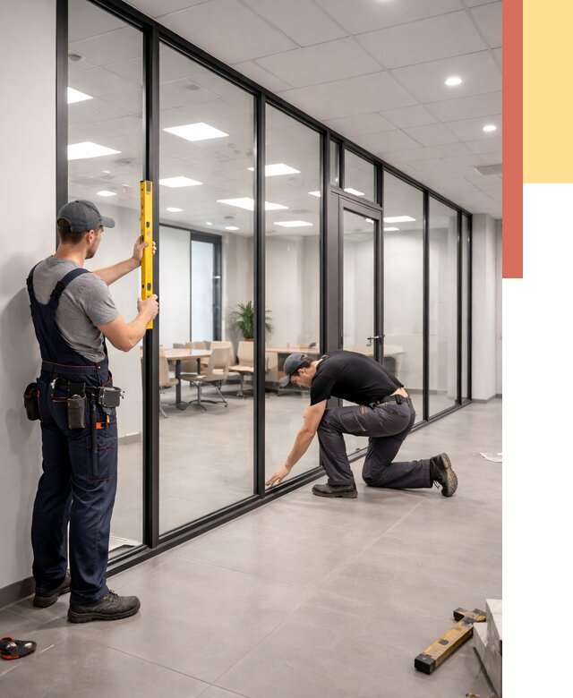 Каркасные стеклянные перегородки в Комсомольске-на-Амуре под ключ от 9388 руб. | ОТДЕЛОЧНИК-Кмс