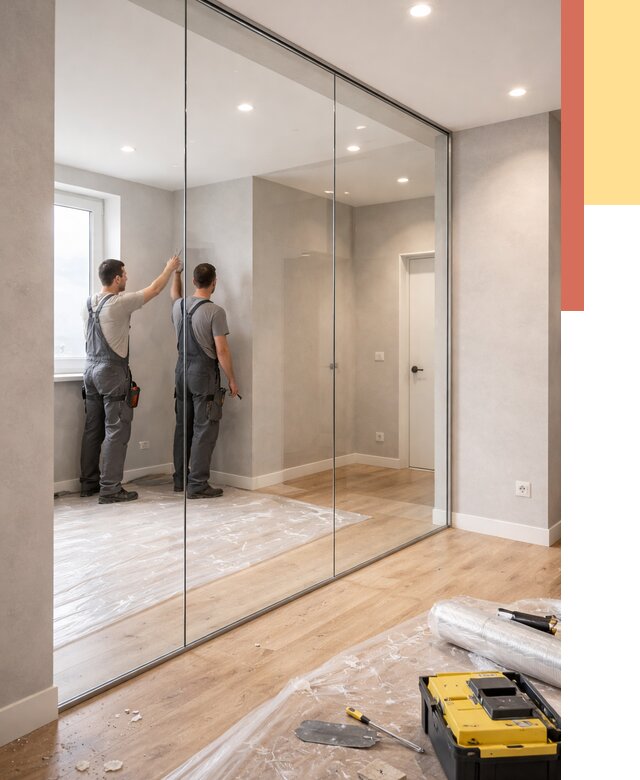 Безрамные стеклянные перегородки в Комсомольске-на-Амуре — монтаж от 9694 руб. | ОТДЕЛОЧНИК-Кмс