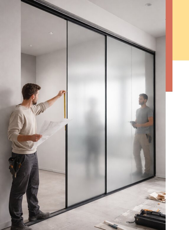 Матовые стеклянные перегородки в Комсомольске-на-Амуре от 8673 руб. — монтаж и установка | ОТДЕЛОЧНИК-Кмс