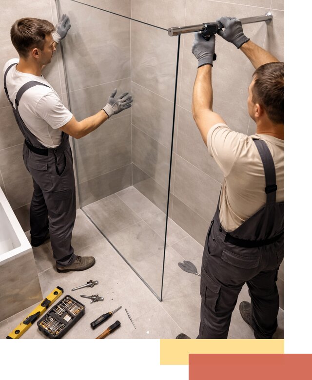 Стеклянные перегородки для душа в Комсомольске-на-Амуре — изготовление и монтаж