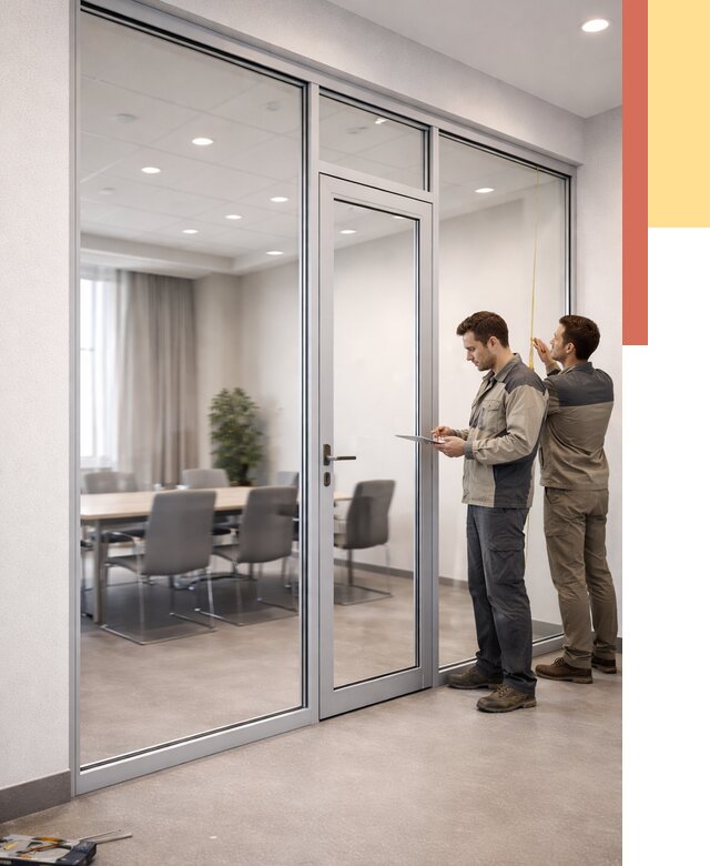 Установка и монтаж алюминиевых перегородок со стеклом в Комсомольске-на-Амуре от 8367 руб. | ОТДЕЛОЧНИК-Кмс