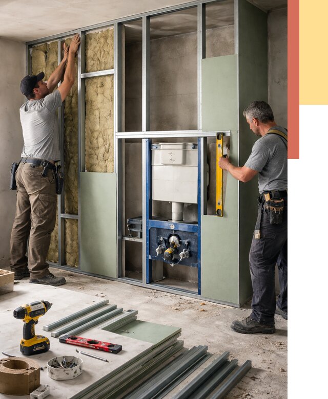 Установка сантехнических перегородок в Комсомольске-на-Амуре от 8673 руб. | ОТДЕЛОЧНИК-Кмс