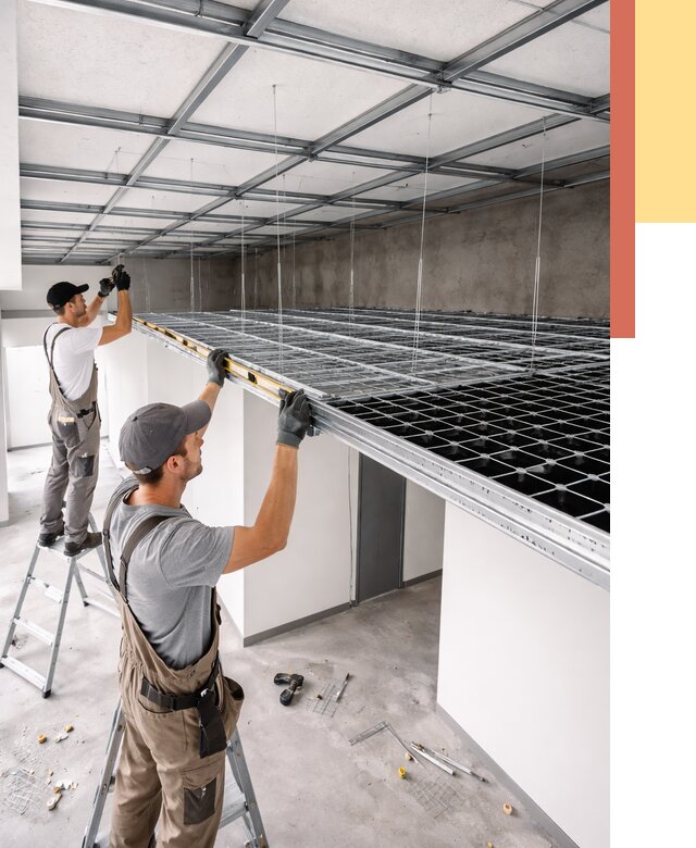 Монтаж потолка грильято в Комсомольске-на-Амуре от 459 руб./м² — быстрая сборка под ключ | ОТДЕЛОЧНИК-Кмс