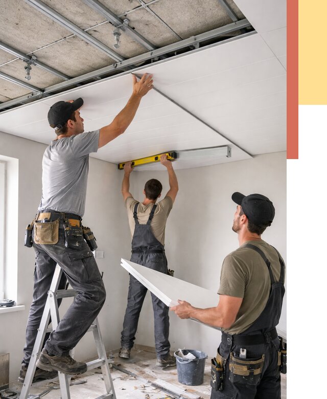 Монтаж потолка из ПВХ панелей в Комсомольске-на-Амуре от 3571 руб./м2 — быстро и недорого | ОТДЕЛОЧНИК-Кмс