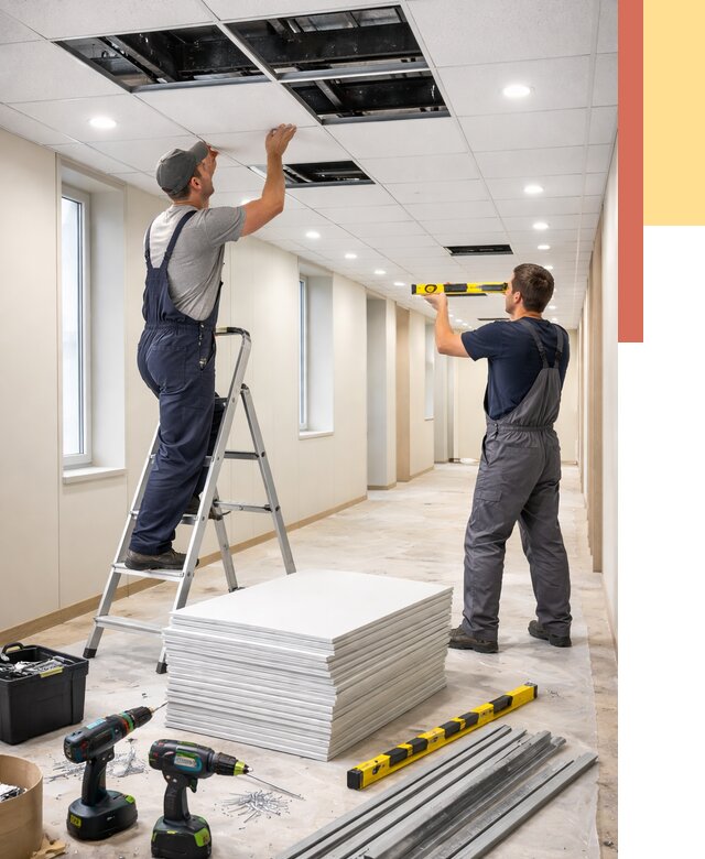 Ремонт потолка Армстронг в Комсомольске-на-Амуре от 4592 руб. — быстро и недорого | ОТДЕЛОЧНИК-Кмс