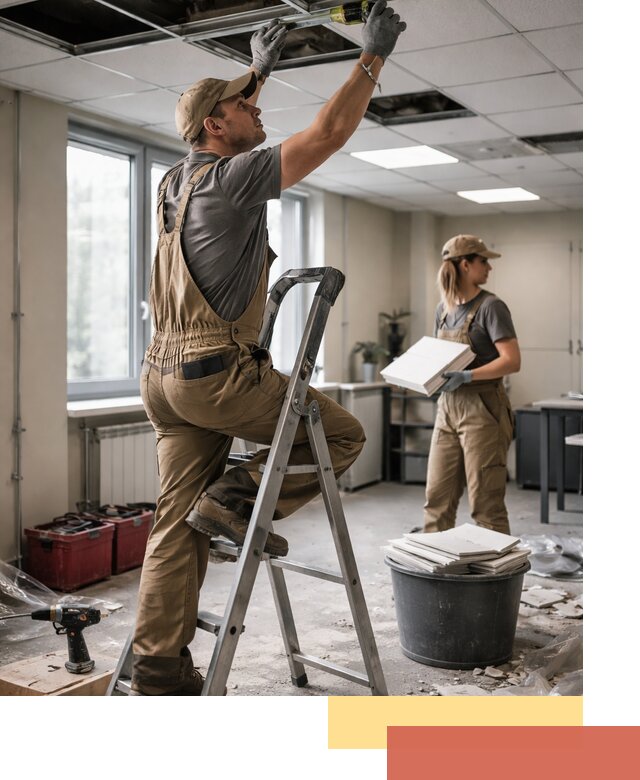 Ремонт потолка Армстронг и замена плит в Комсомольске-на-Амуре