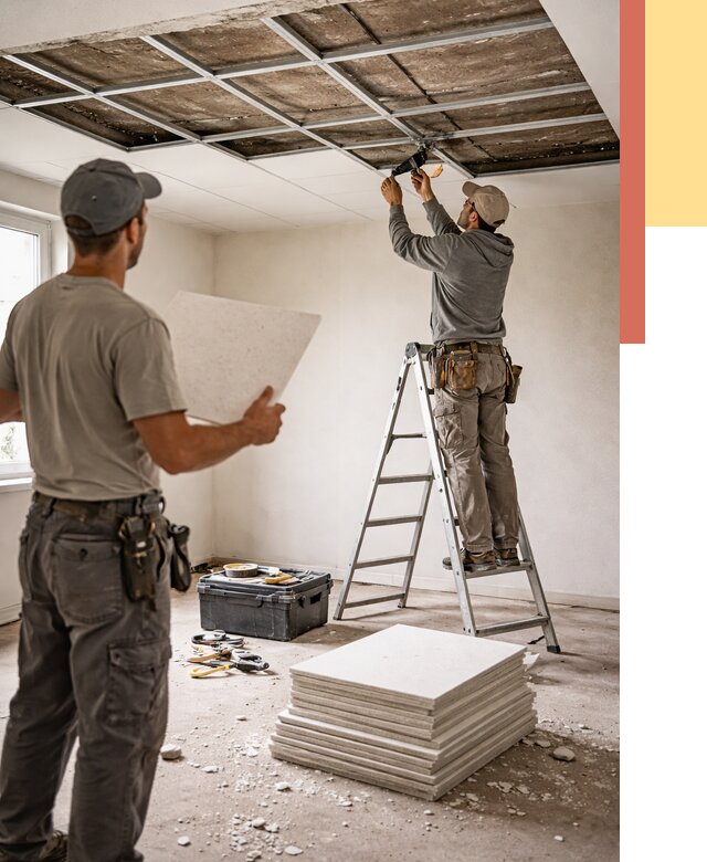 Замена плит подвесного потолка в Комсомольске-на-Амуре от 1786 руб. быстро и недорого | ОТДЕЛОЧНИК-Кмс