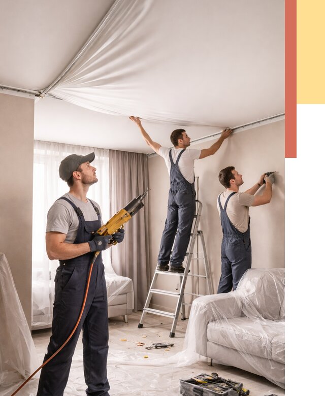 Установка натяжного потолка в Комсомольске-на-Амуре от 4592 руб. | Быстро и недорого — ОТДЕЛОЧНИК-Кмс