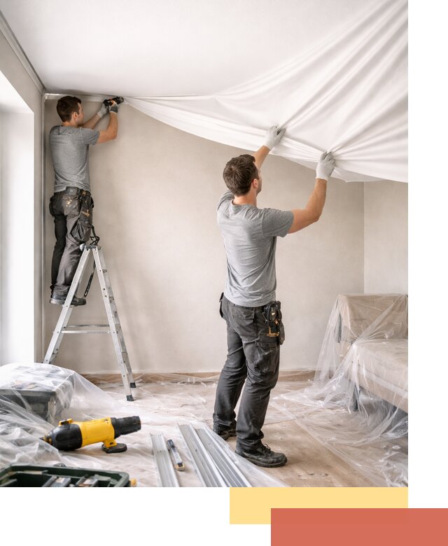 Монтаж тканевого натяжного потолка в Комсомольске-на-Амуре недорого и быстро