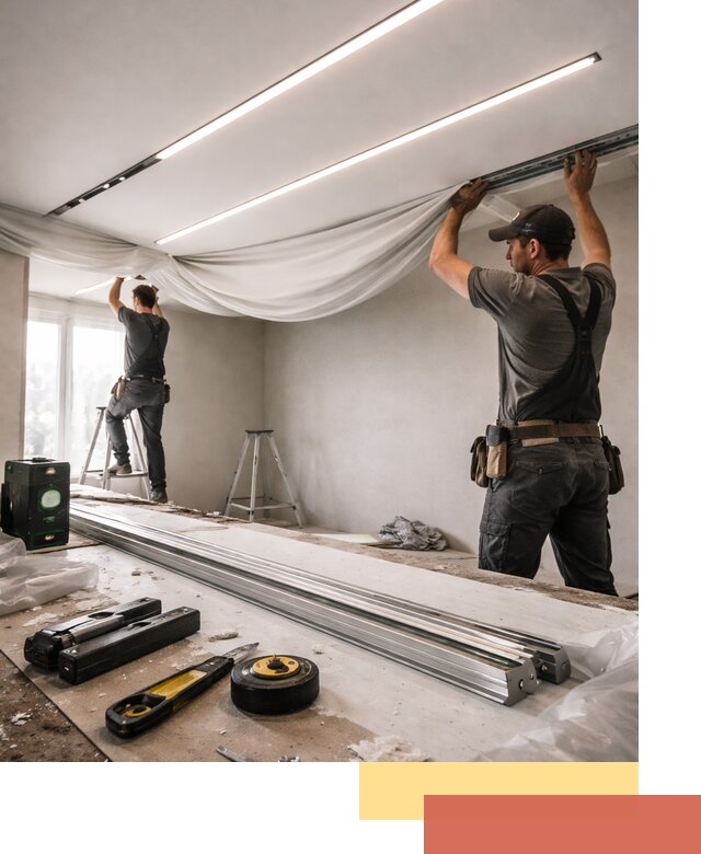 Монтаж натяжных потолков со световыми линиями в Комсомольске-на-Амуре